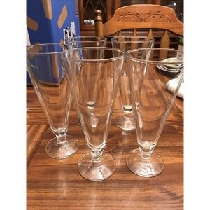 anchor‎ hocking vintage clear glass plain pilsner beer lot of 5